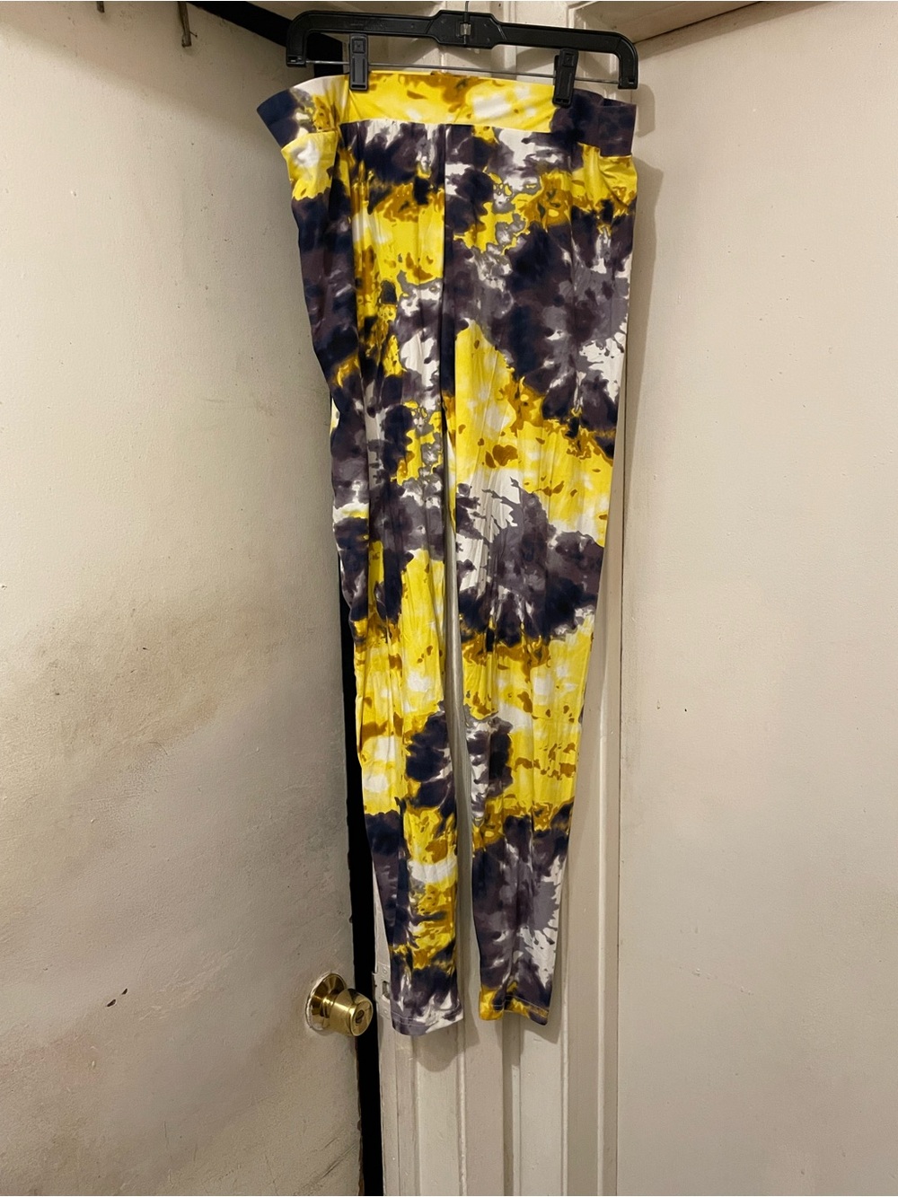 Tie Dye Leggings Women’s Plus Size 1X Yellow Stretch Pants